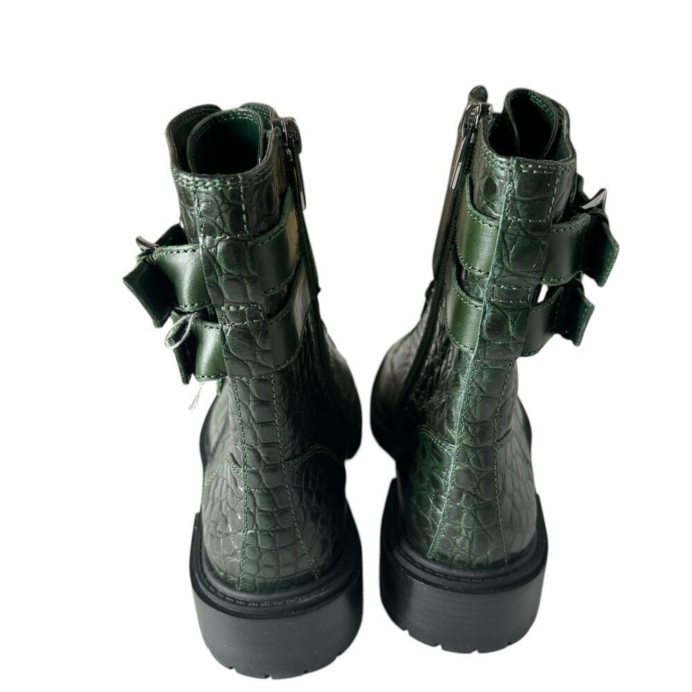 Vince Camuto Fawdry Croc Embossed Buckle Combat Boots Green Size 5.5 - Picture 4 of 5